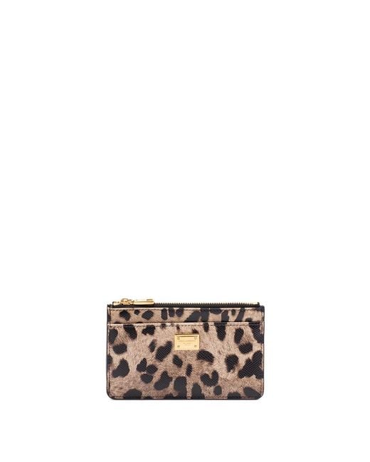 Dolce & Gabbana White Leopard Print Card Holder