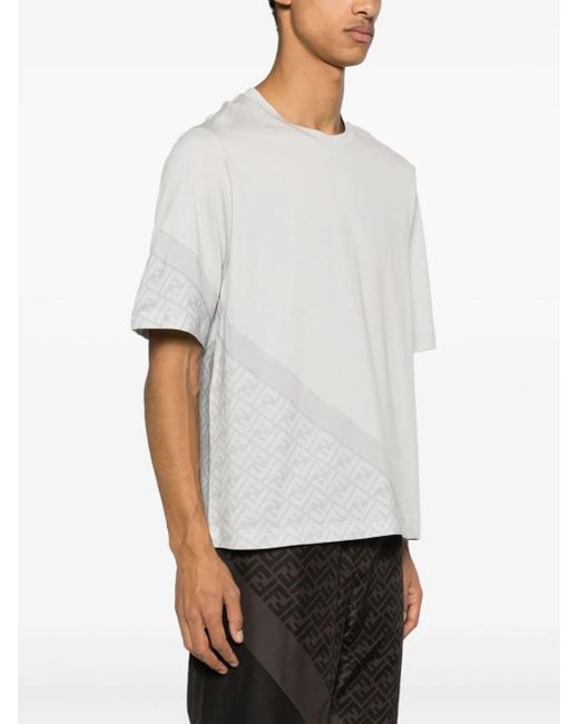 Fendi White Ff Monogram Cotton T-shirt for men