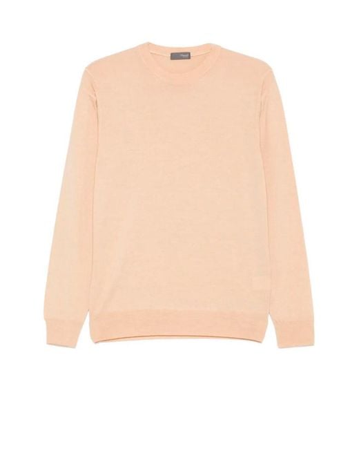 Drumohr Natural Long Sleeve Crew-Neck Sweater for men