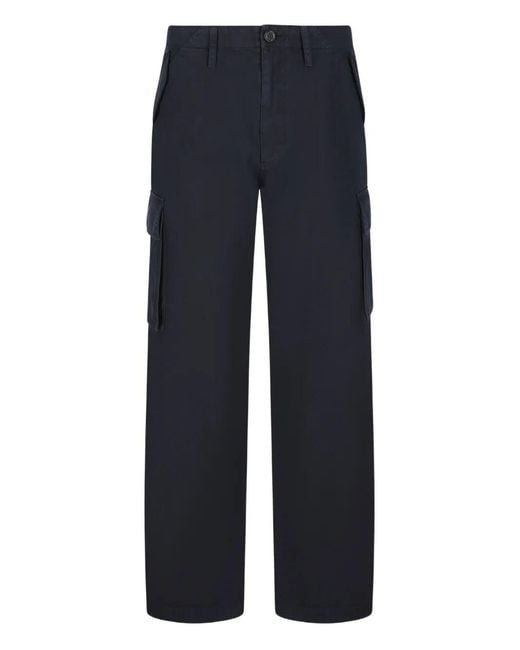 Burberry Blue Cotton Cargo Trousers for men