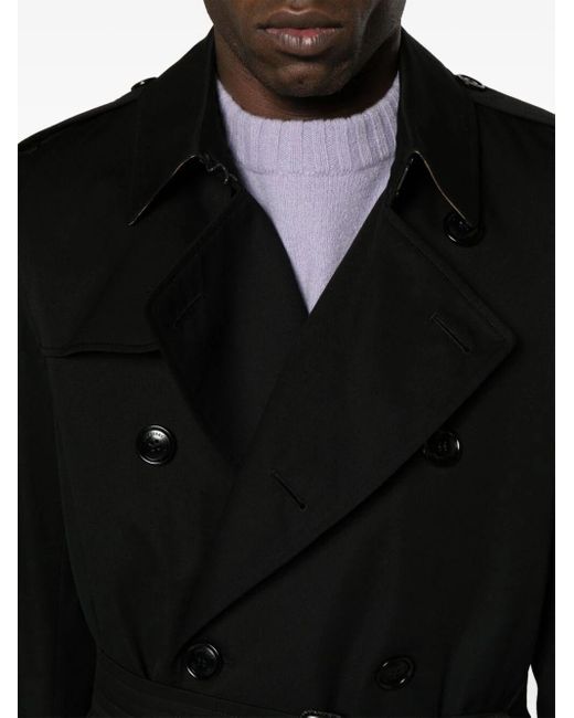 Burberry Black Heritage Kensington Belted Trench Coat for men