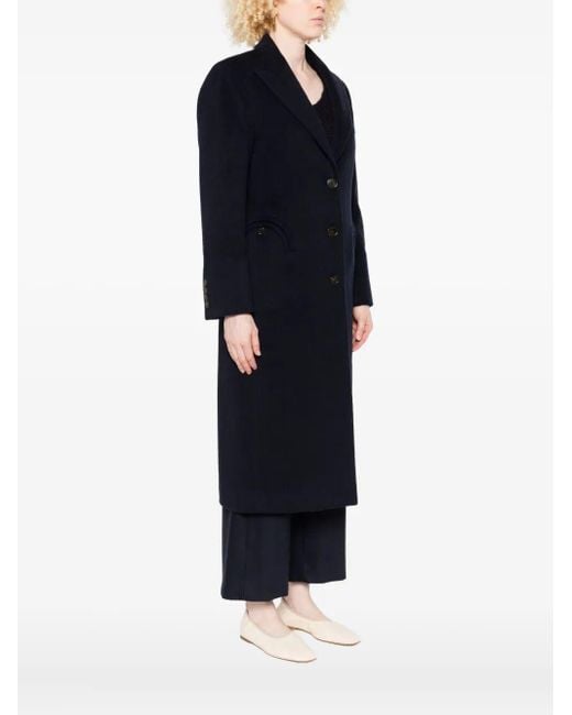 Blazé Milano Black Curved-pockets Buttoned Single-breasted Coat