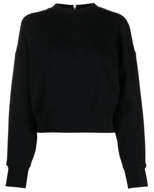 Gucci Black Interlocking-G Zipped Cropped Sweatshirt