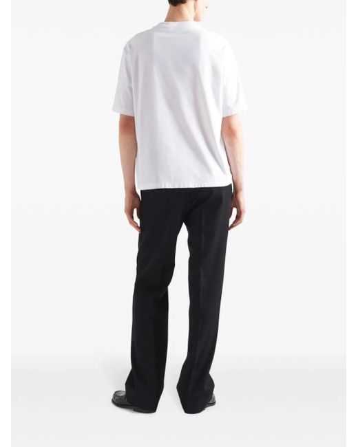 Prada White Jersey T-Shirt With Logo for men