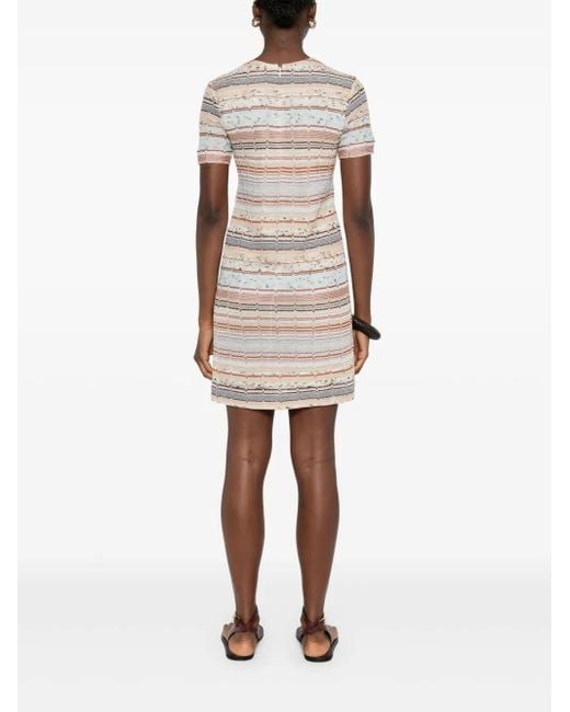 Missoni Gray Mini Dress With Horizontal Stripes