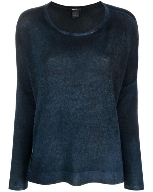 Avant Toi Blue V-neck Oversize Sweater With Slits