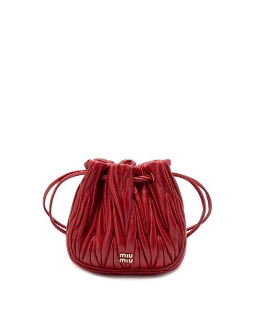 Miu Miu Red 'Matelassã' Nappa Leather Pouch