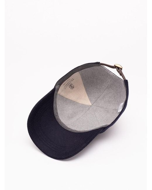 Brunello Cucinelli Blue Baseball Cap for men