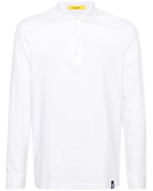 Drumohr White Long Sleeve Polo Shirt for men