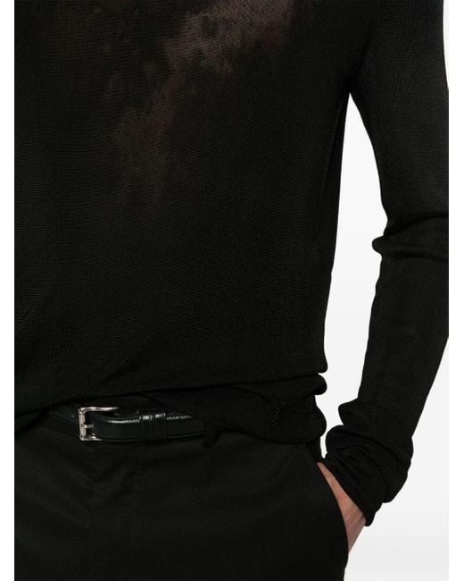 Maglione con placca logo di Saint Laurent in Black da Uomo