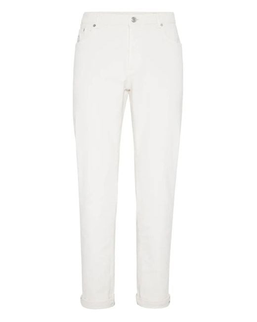 Brunello Cucinelli White Lightweight Denim Pants for men