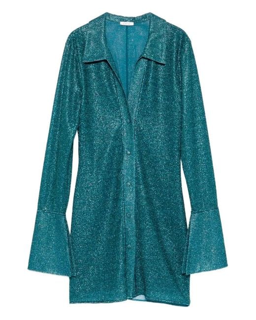 Oseree Blue Long-Sleeve Mini Dress