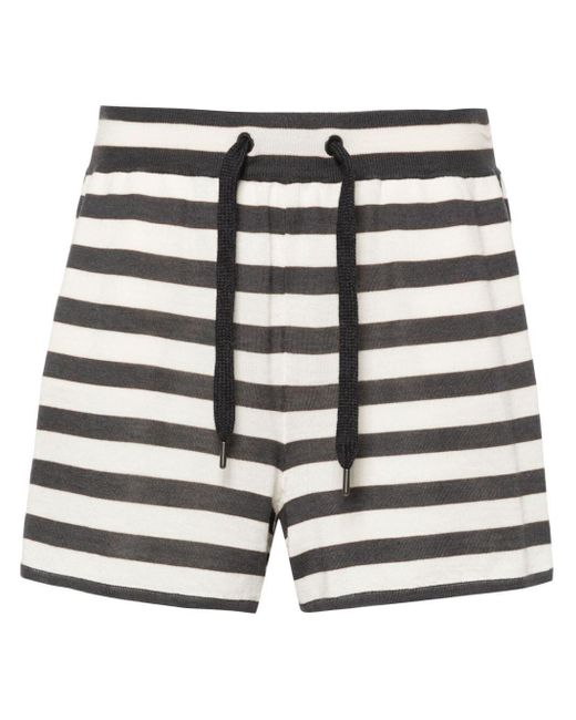 Brunello Cucinelli Natural Striped Knitted Shorts