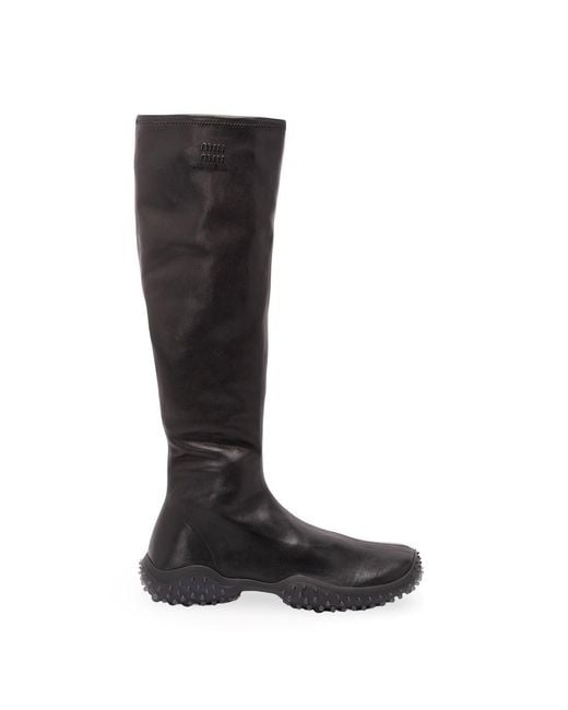 Miu Miu Black Stretch Leather Boots