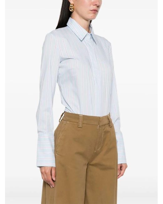 Patrizia Pepe White Striped Cotton Bodysuit