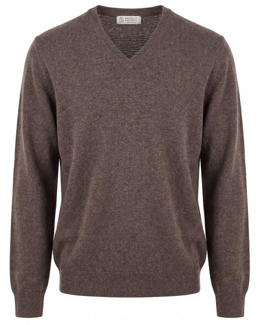 Brunello Cucinelli Brown Cashmere Sweater for men