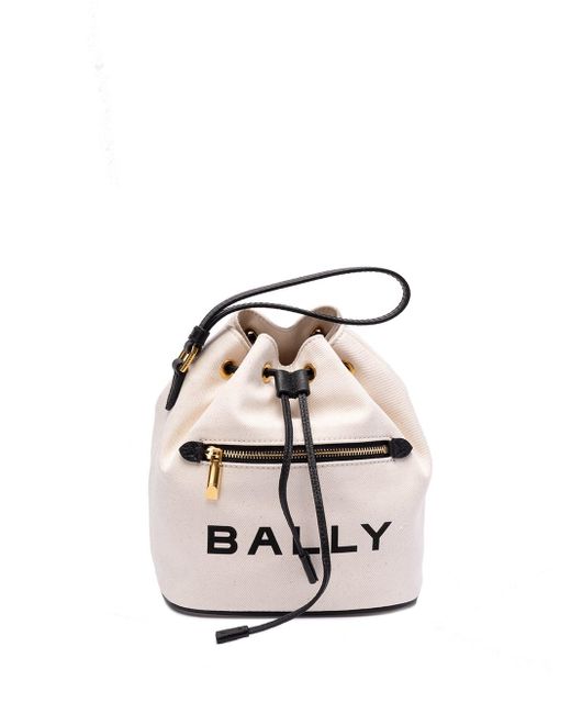 Bally White `Bar Spiro Eco` Mini Bucket Bag