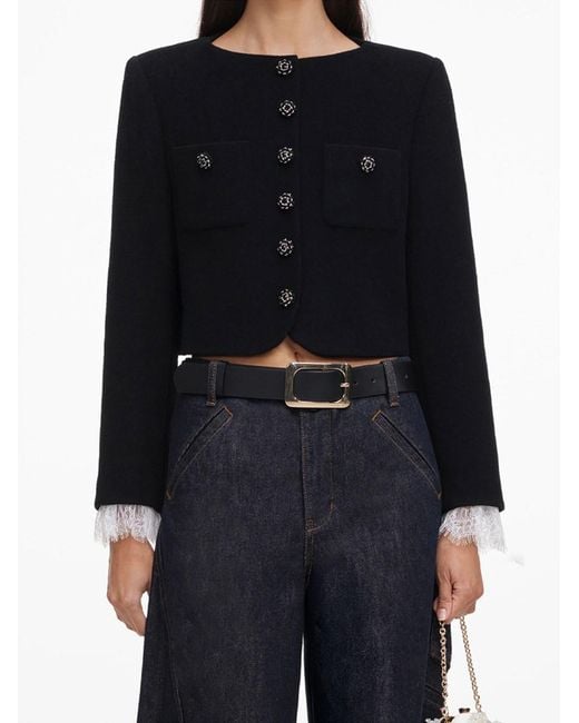 Self-Portrait Black Button Down Jacket