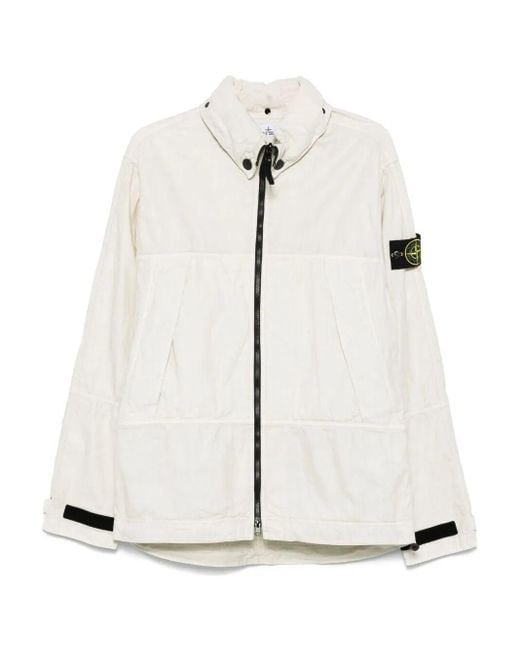 Stone Island White Two-Way Zip Jacket for men