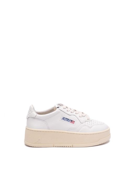Autry White `Platform` Low-Top Sneakers