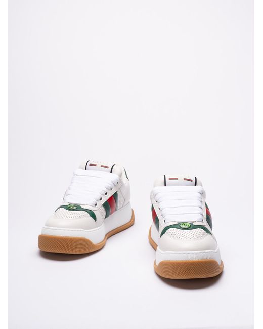Sneaker Screener Con Nastro Web di Gucci in White da Uomo