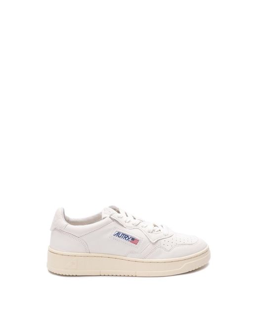 Autry White `Medalist` Low-Top Sneakers
