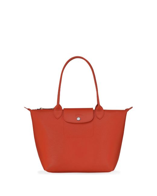 Longchamp Red `le Pliage City` Medium Tote Bag