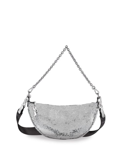 Longchamp White `Smile Glitter` Small Crossbody Bag
