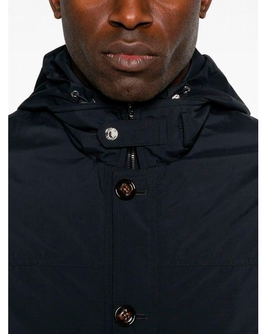 Moorer Black Hooded Button Jacket for men