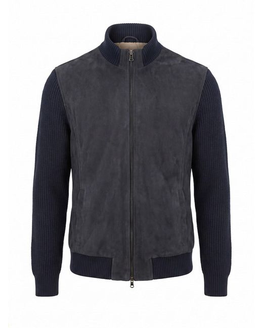 Barba Napoli Blue Leather Jacket for men