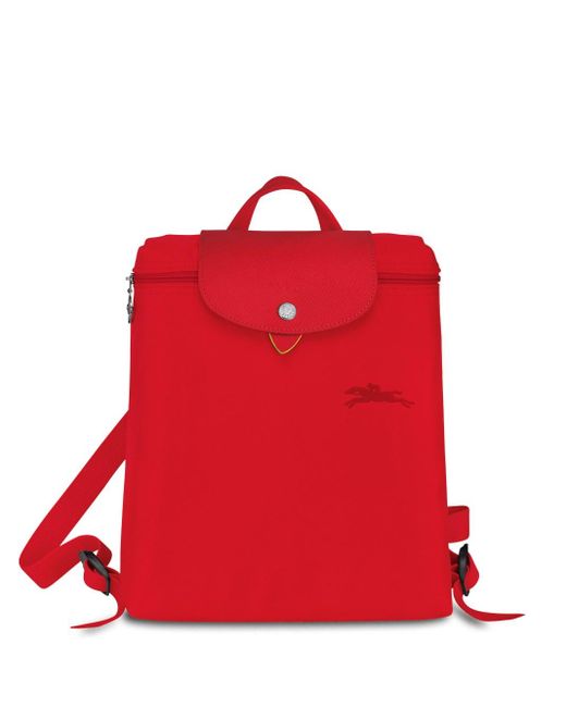 Longchamp Red `le Pliage Green` Medium Backpack
