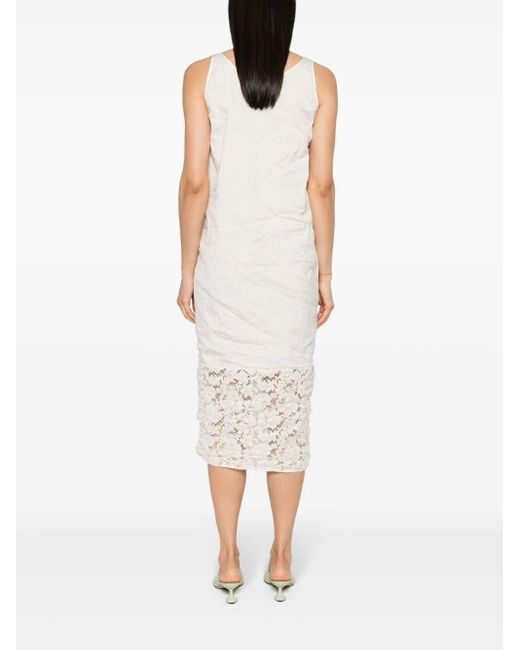 Prada White Lace-detail Midi Dress