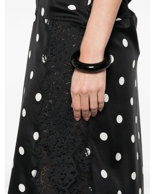 Sportmax Black Long Polka Dot Dress