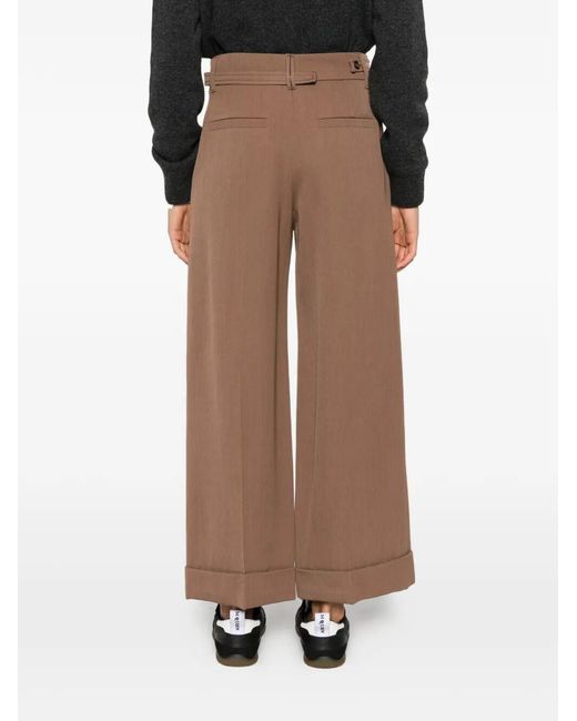 Brunello Cucinelli Brown Cuffed Wide-Leg Wool Trousers
