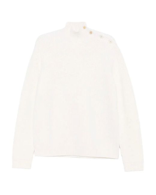 Prada White Buttoned High-Neck Sweater for men