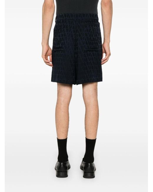 Valentino Garavani Black `toile Iconographe` Bermuda for men