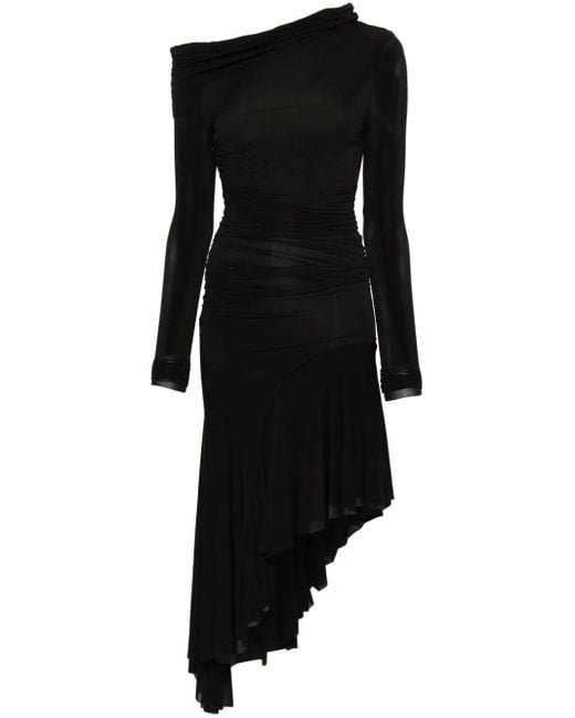 Philosophy Di Lorenzo Serafini Black Draped Asymmetric Dress