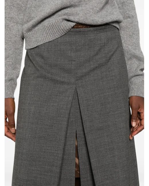 Prada Gray Wool Skirt With Nylon Waistband