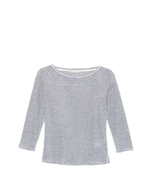 Purotatto White Boat-Neck 3/4 Sleeves Blouse