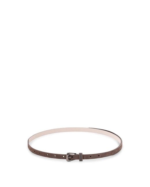 Brunello Cucinelli White Leather Belt