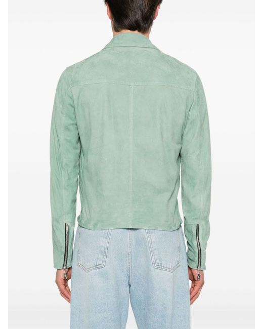 Tagliatore Green Zip-up Suede Jacket for men