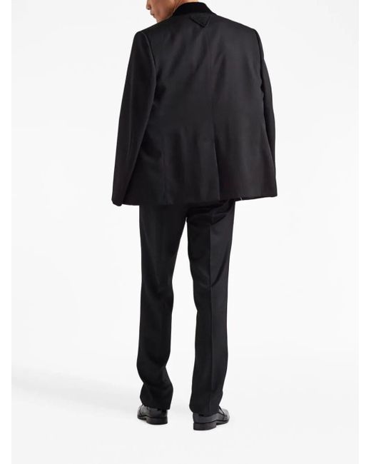 Prada Black Belted Wool Straight-leg Trousers for men