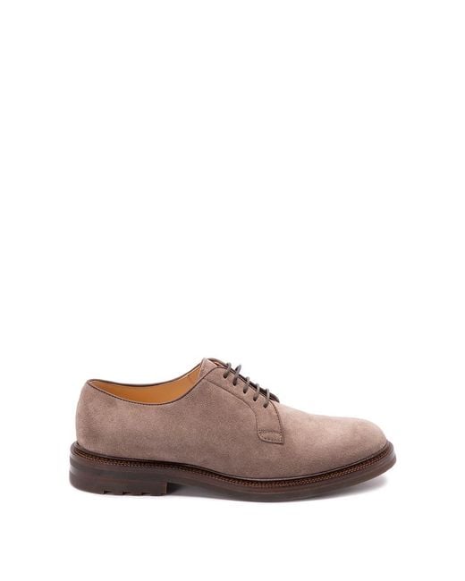 Brunello Cucinelli Brown Suede Derbys for men