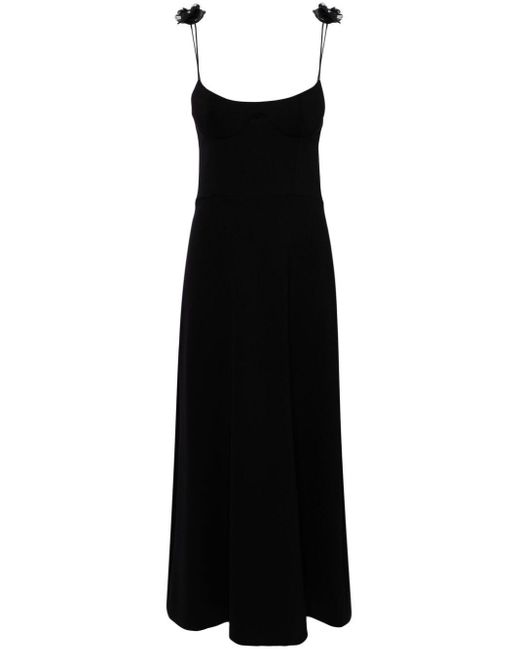 Magda Butrym Black Floral-appliqué Bustier-style Midi Dress