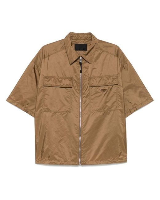 Prada Brown Short-Sleeve Re-Nylon Shirt for men