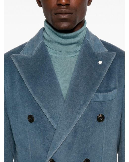 L.b.m. 1911 Blue Wool&Cashmere Coat for men