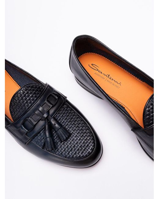 Santoni Blue `Andrea` Loafers for men