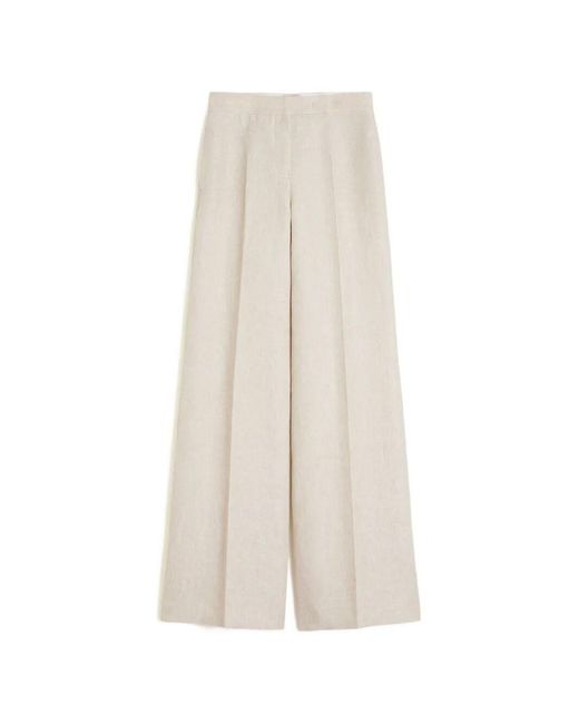 Max Mara White Linen Drill Trousers