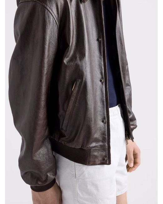 Prada Gray Leather Jacket for men
