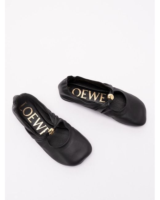 Loewe White 'Pebble' Soft Ballerina